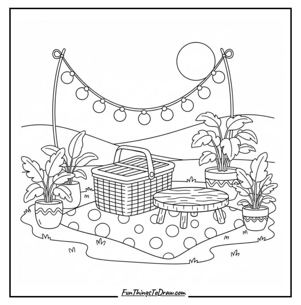 Boho Garden Picnic Scene
