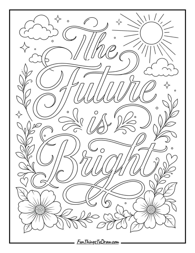 Future is Bright_ Calligraphy coloring page