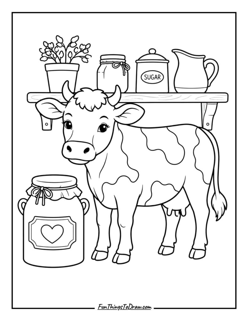 Farmhouse Kitchen Cow coloring page