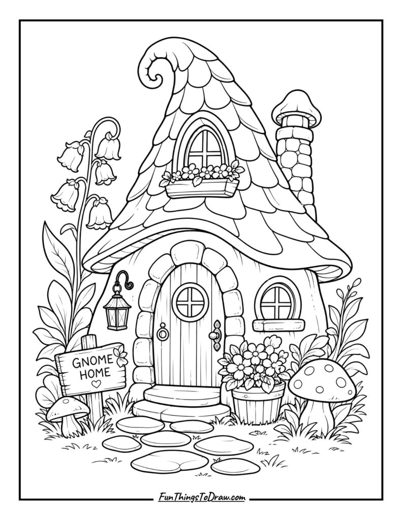 Gnome Village House Coloring Page