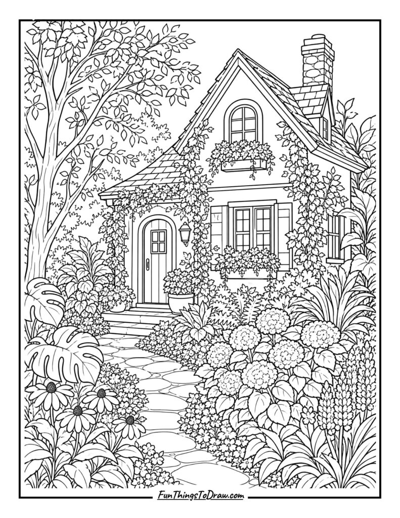 Botanical Garden House Coloring Page