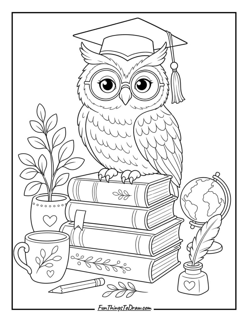 Graduation Owl coloring page