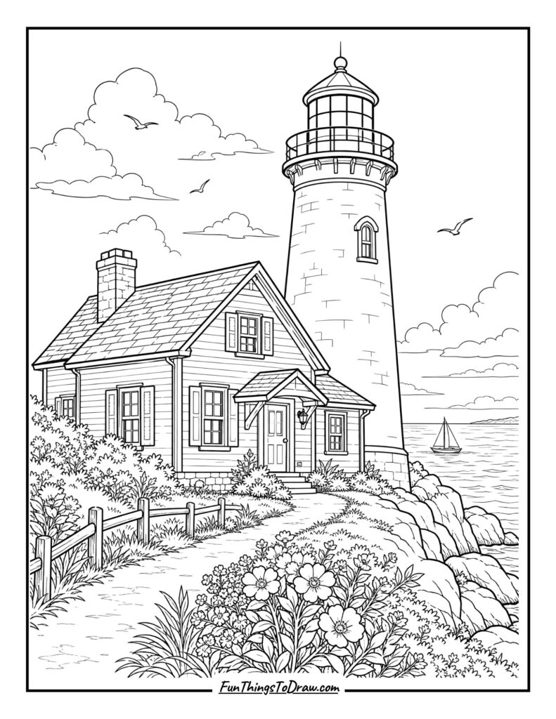 Lighthouse Keeper's Home coloring page