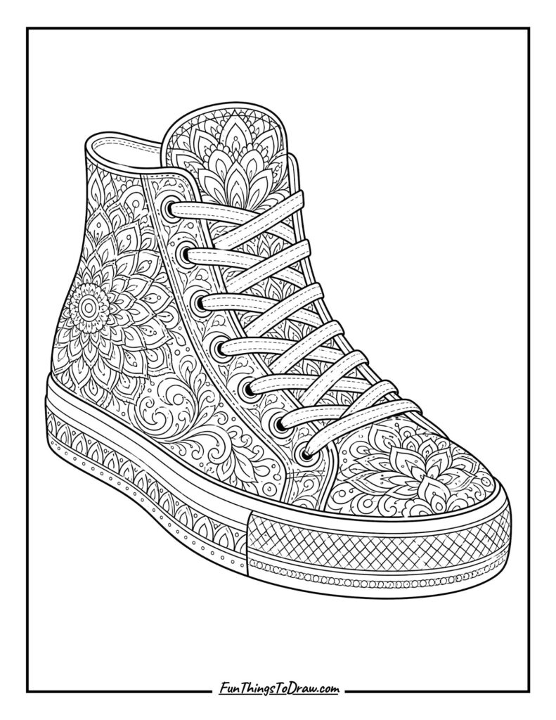 Mandala Zen Sneaker Coloring Page