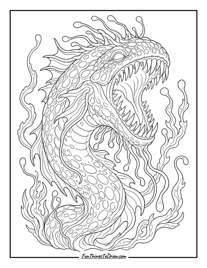 The Deep Sea Horror Monster Coloring Page