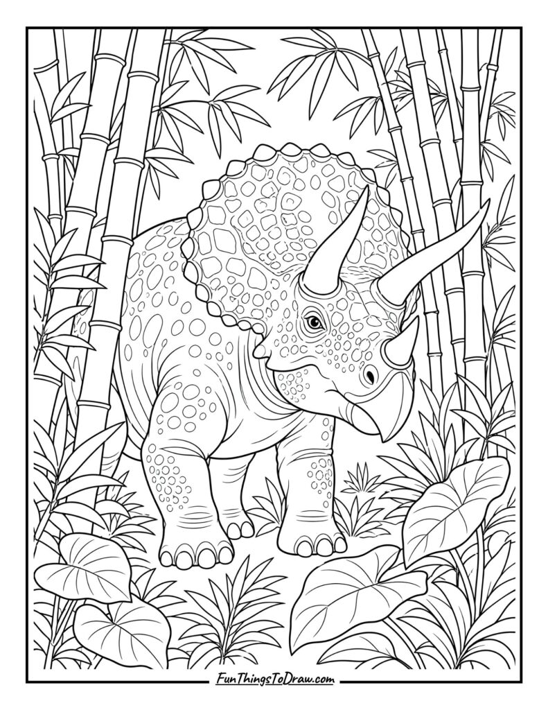 Triceratops in a Bamboo Grove