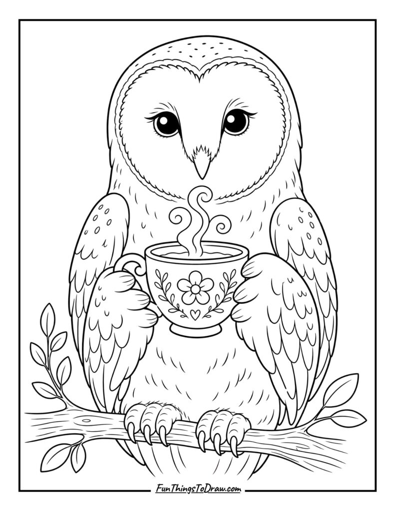 Barn Owl with a Teacup