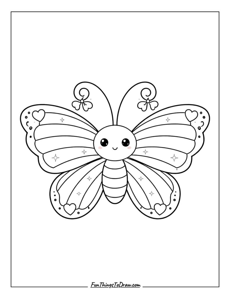 Kawaii Butterfly Coloring Page