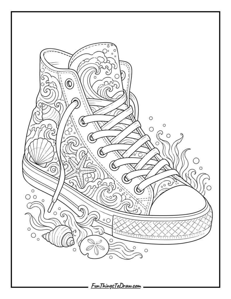Ocean Wave Sneaker Coloring Page