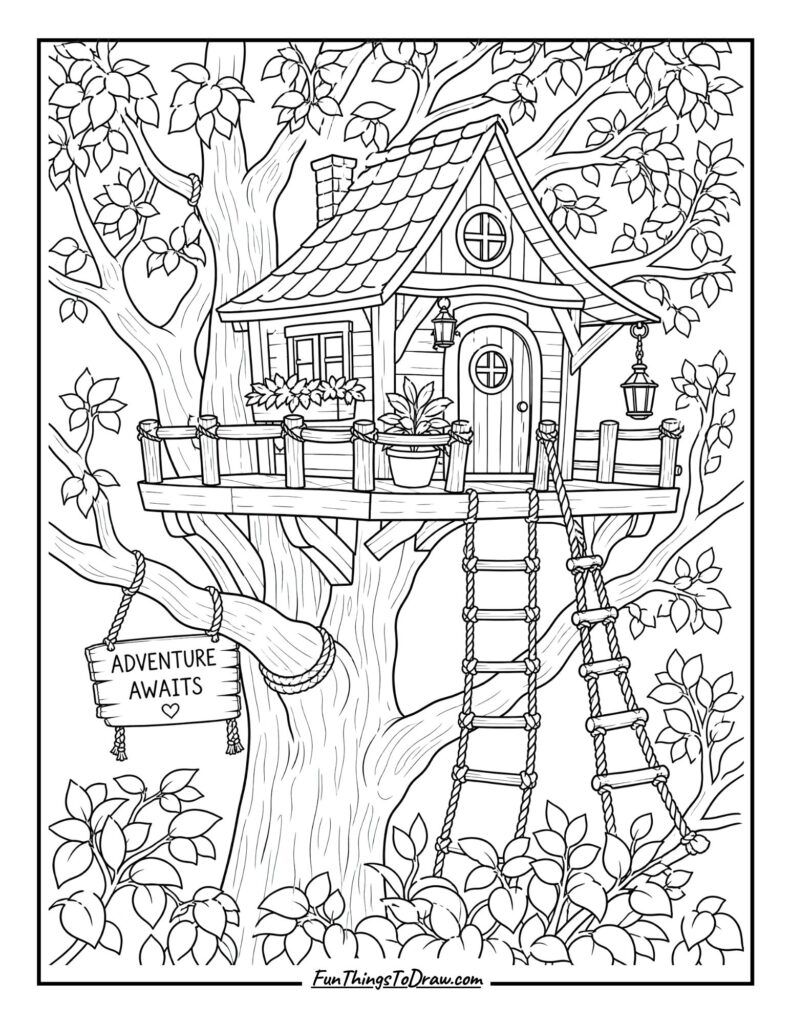 Treehouse Coloring page