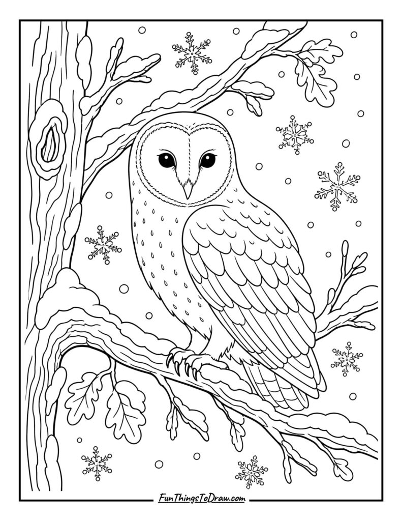 Barn Owl in a Winter Wonderland