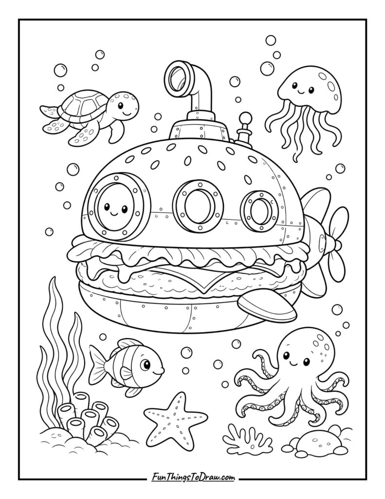 Burger coloring page