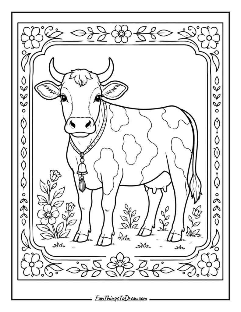 Folk Art Cow coloring pages