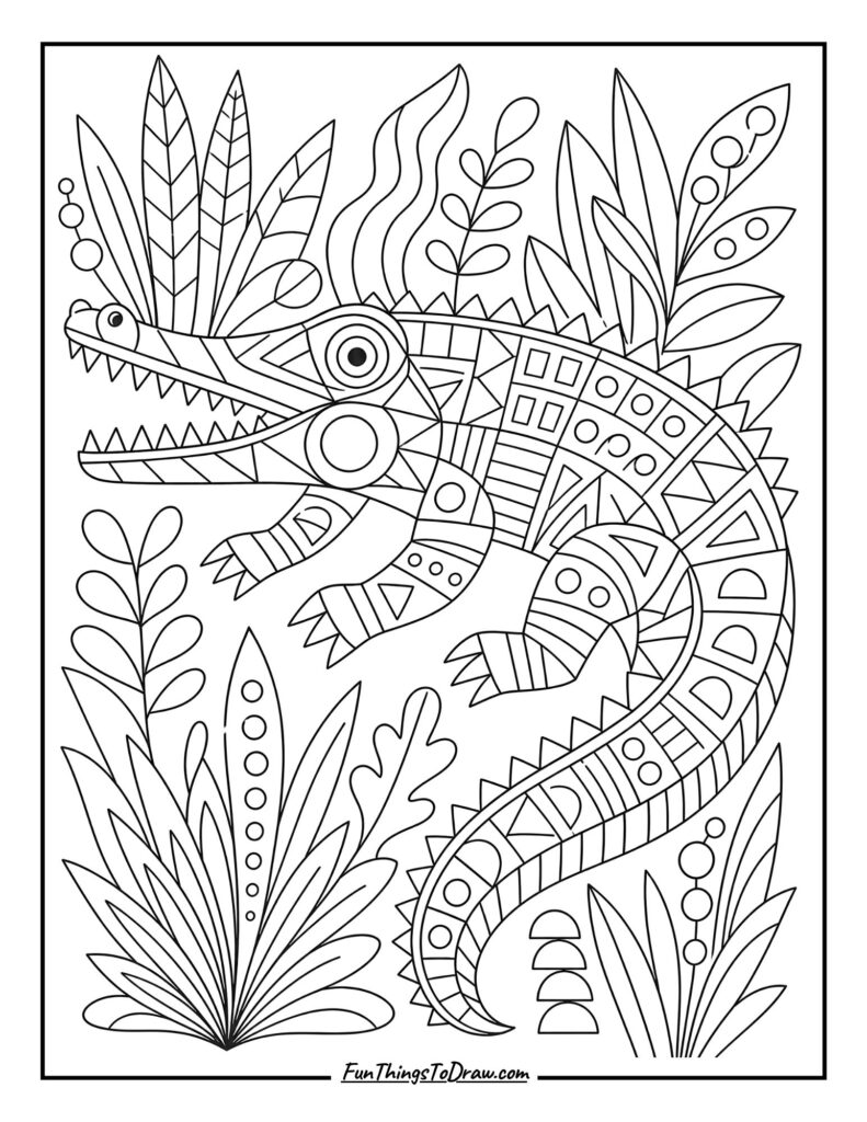 Abstract Croc Patterns coloring page