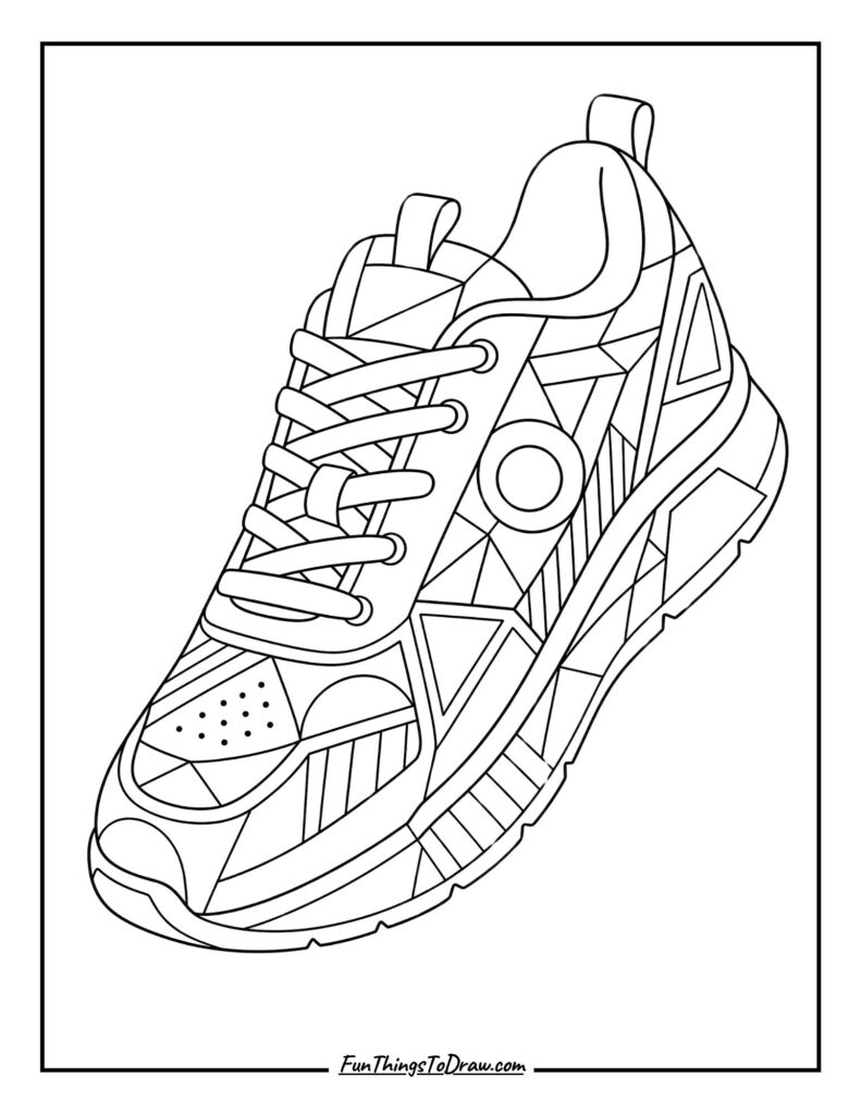 Geometric Abstract Sneaker Coloring Page