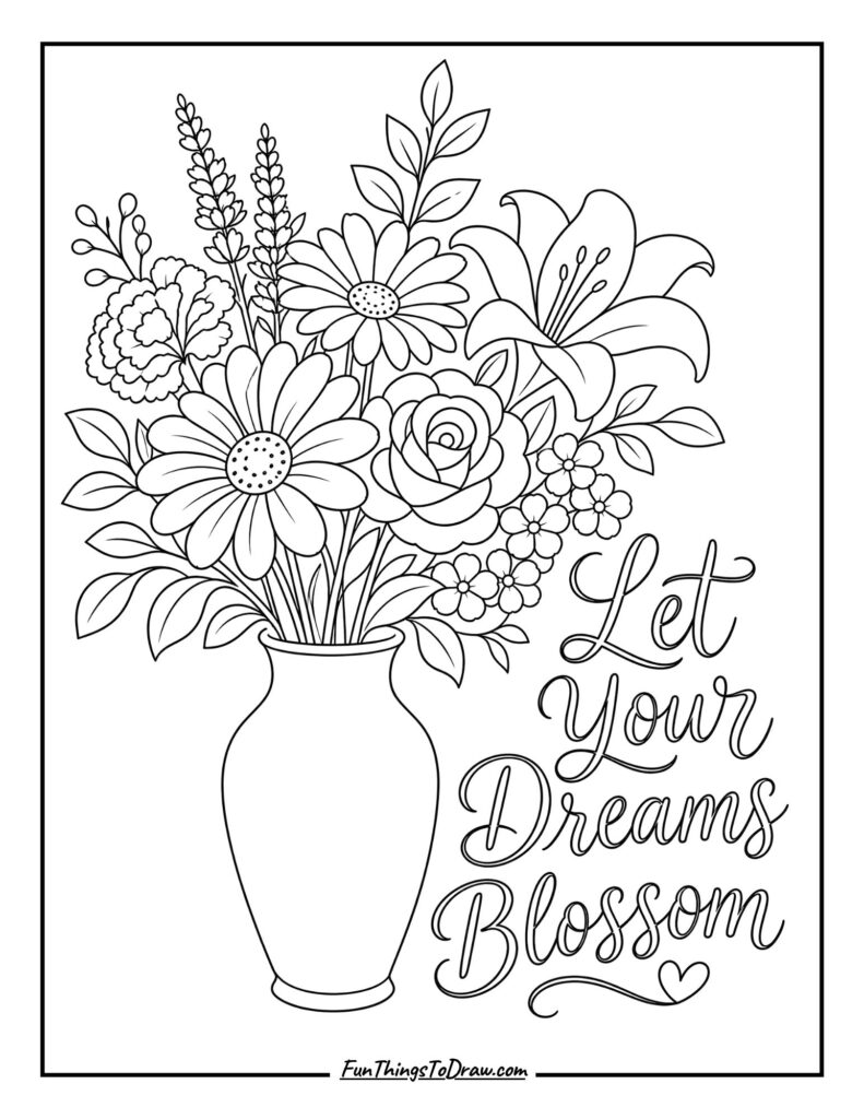 Let Your Dreams Blossom coloring page