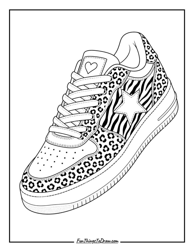 Animal Print Sneaker Coloring Page