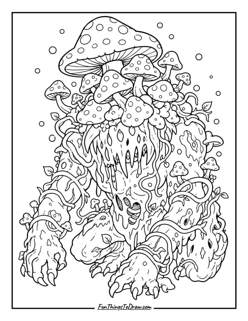The Fungal Nightmare Monster Coloring Page