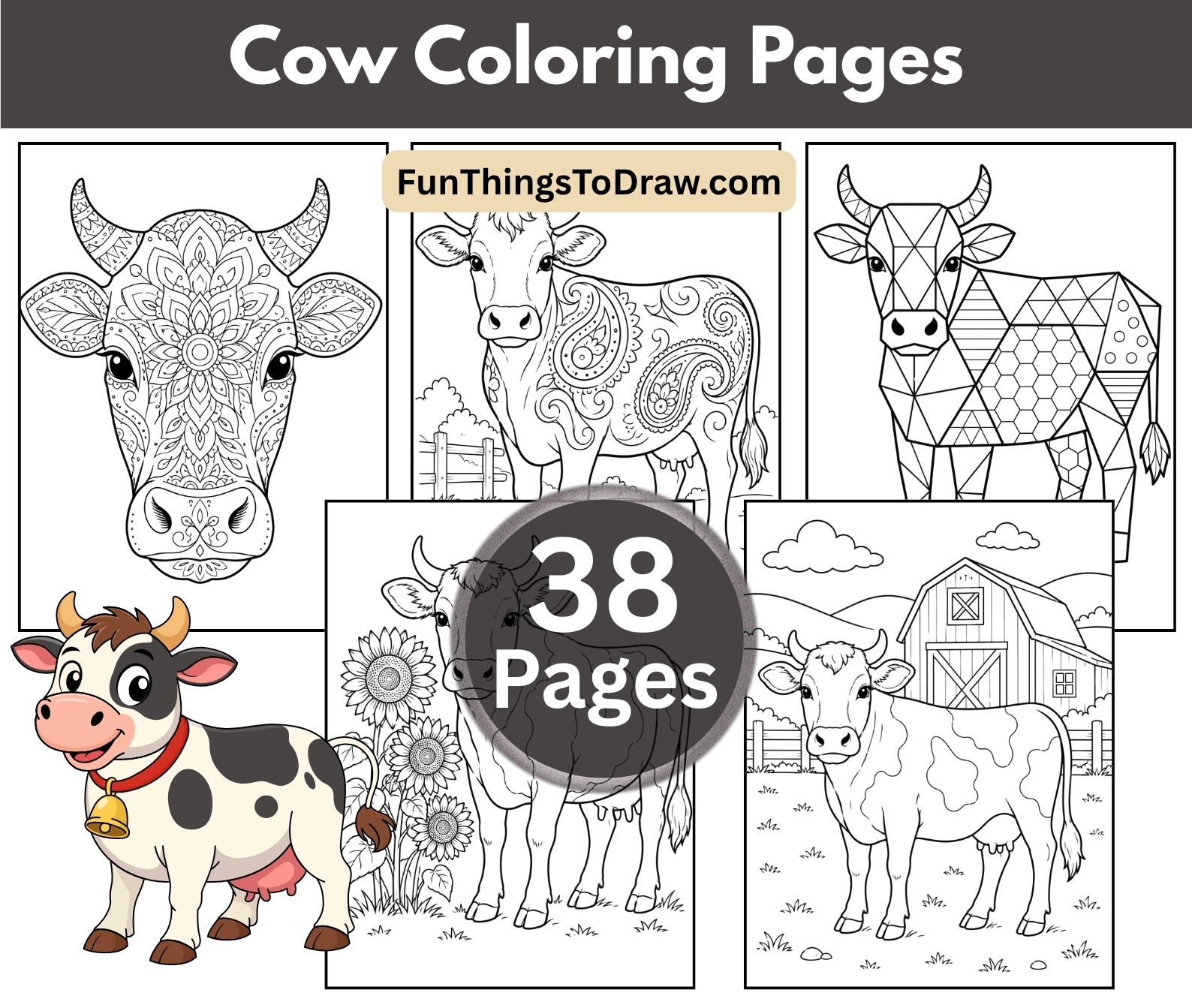 Cow Coloring Pages for Adults