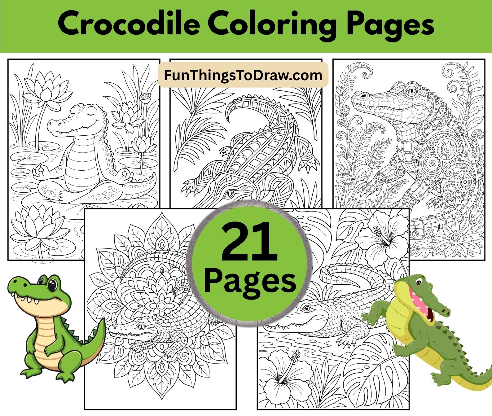 Crocodile Coloring Pages for Adults