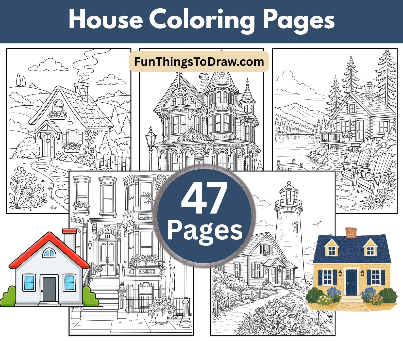 Free Printable House Coloring Pages for Adults