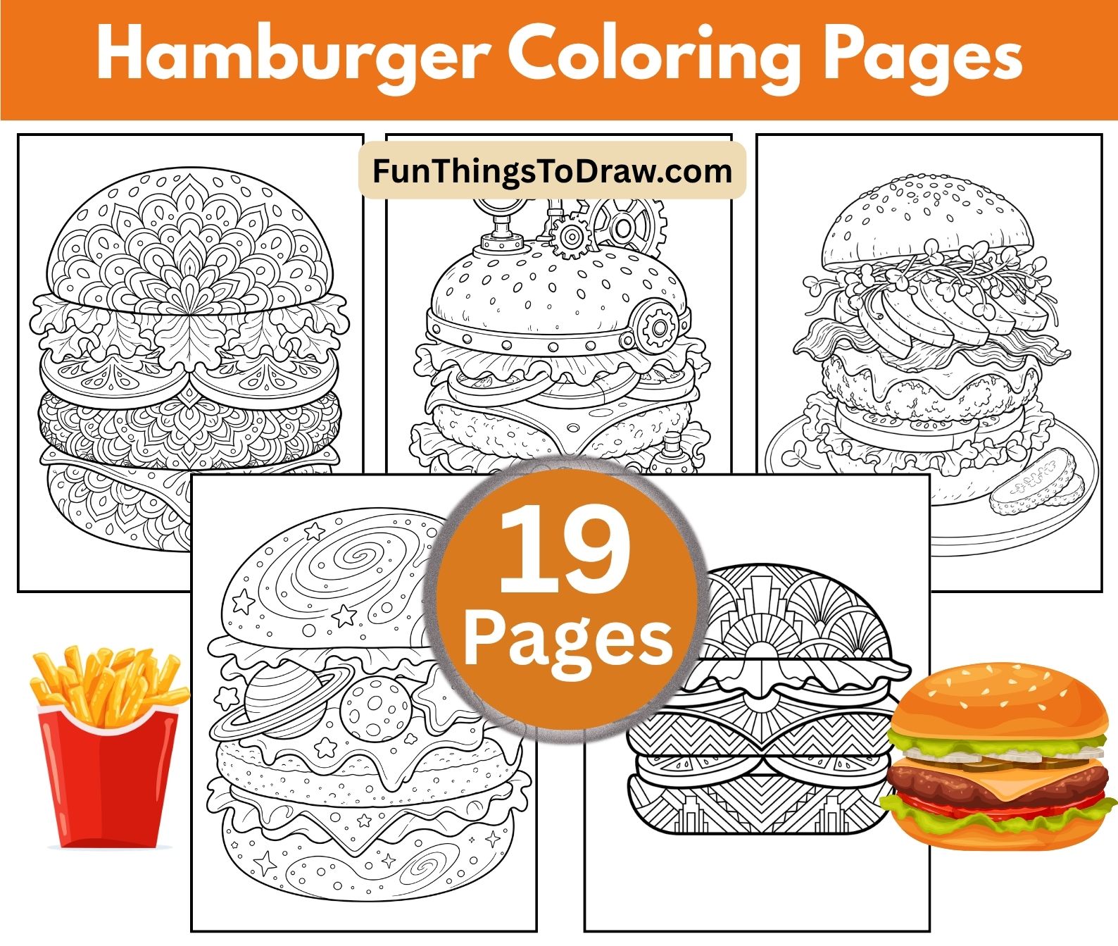 Hamburger Coloring Pages for Adults