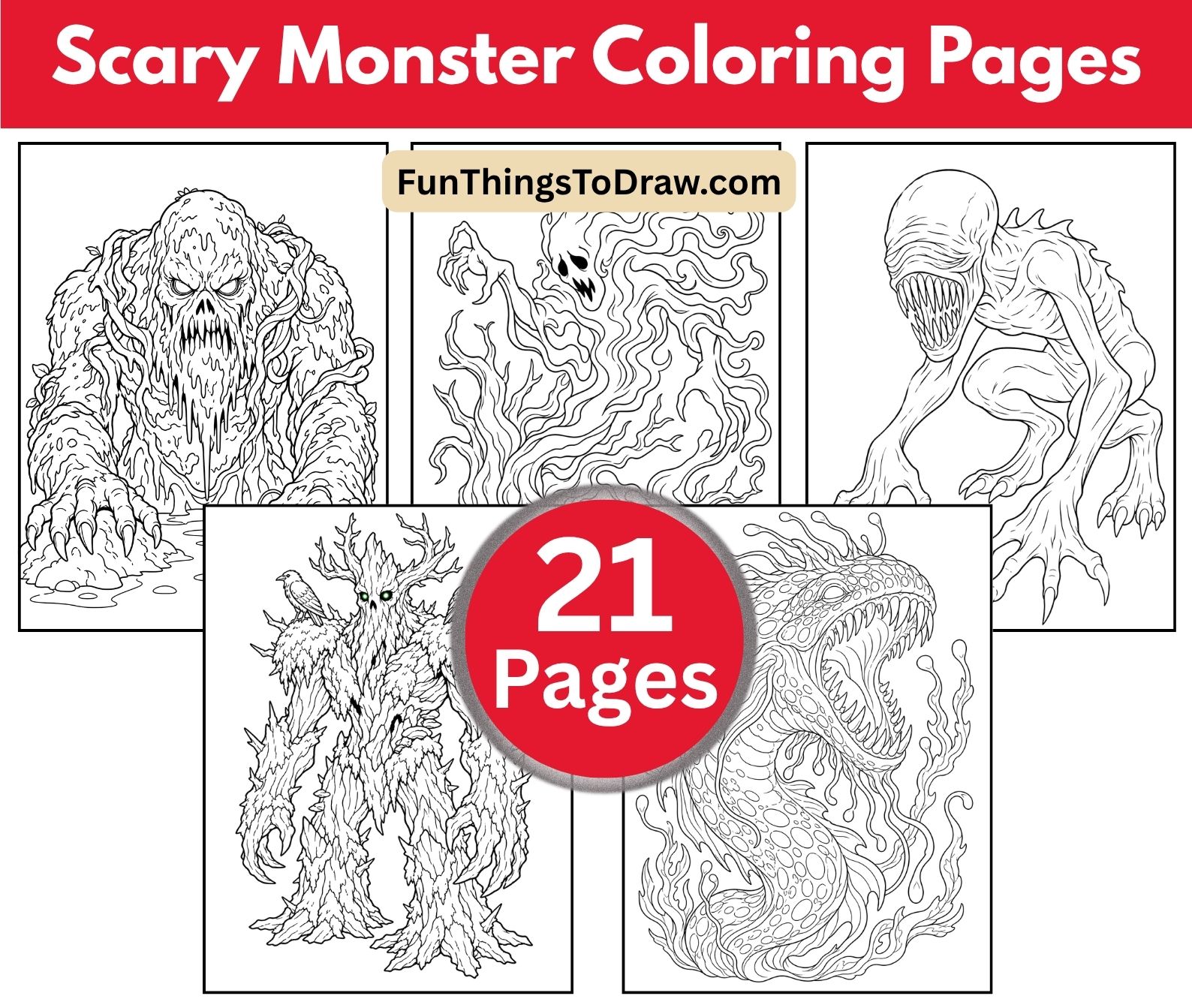 Scary Monster Coloring Pages for Adults