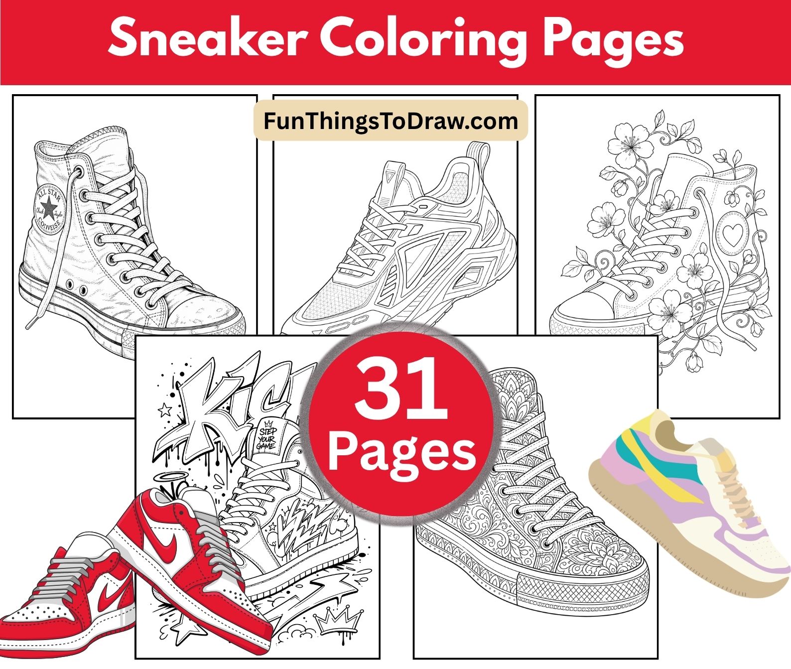 Sneaker Coloring Pages for Adults