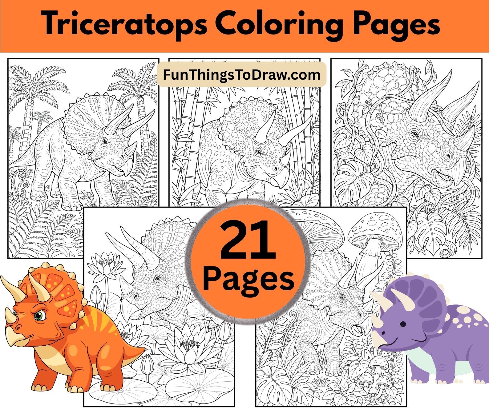 Triceratops Coloring Pages for Adults
