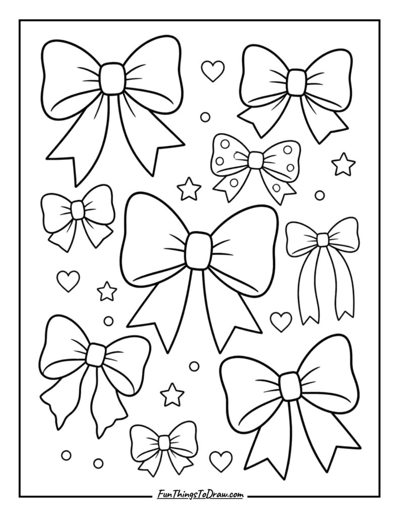 Bows of different sizes coloring page