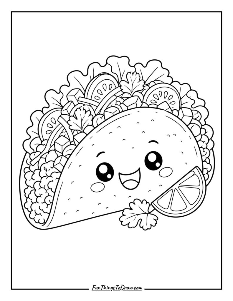 Happy Taco Friend Coloring Page