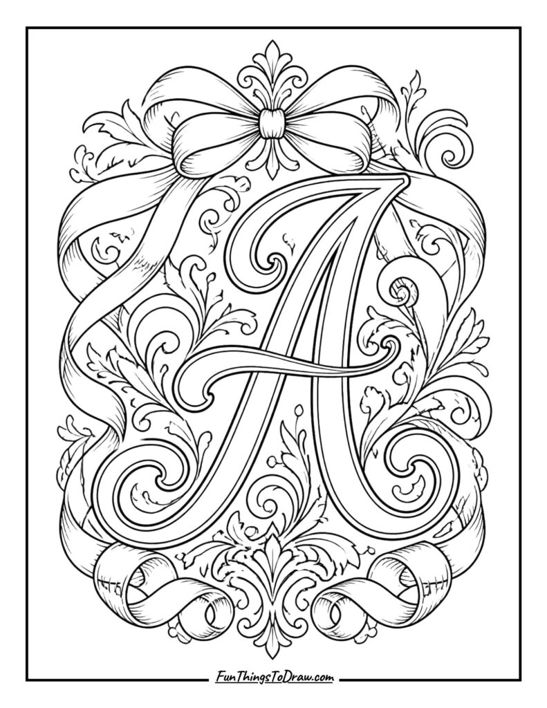 Ribbon Monogram coloring page