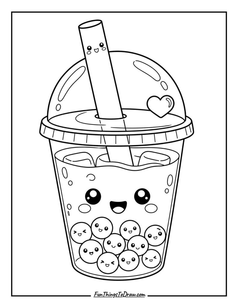 Bubbly Boba Tea Coloring Page
