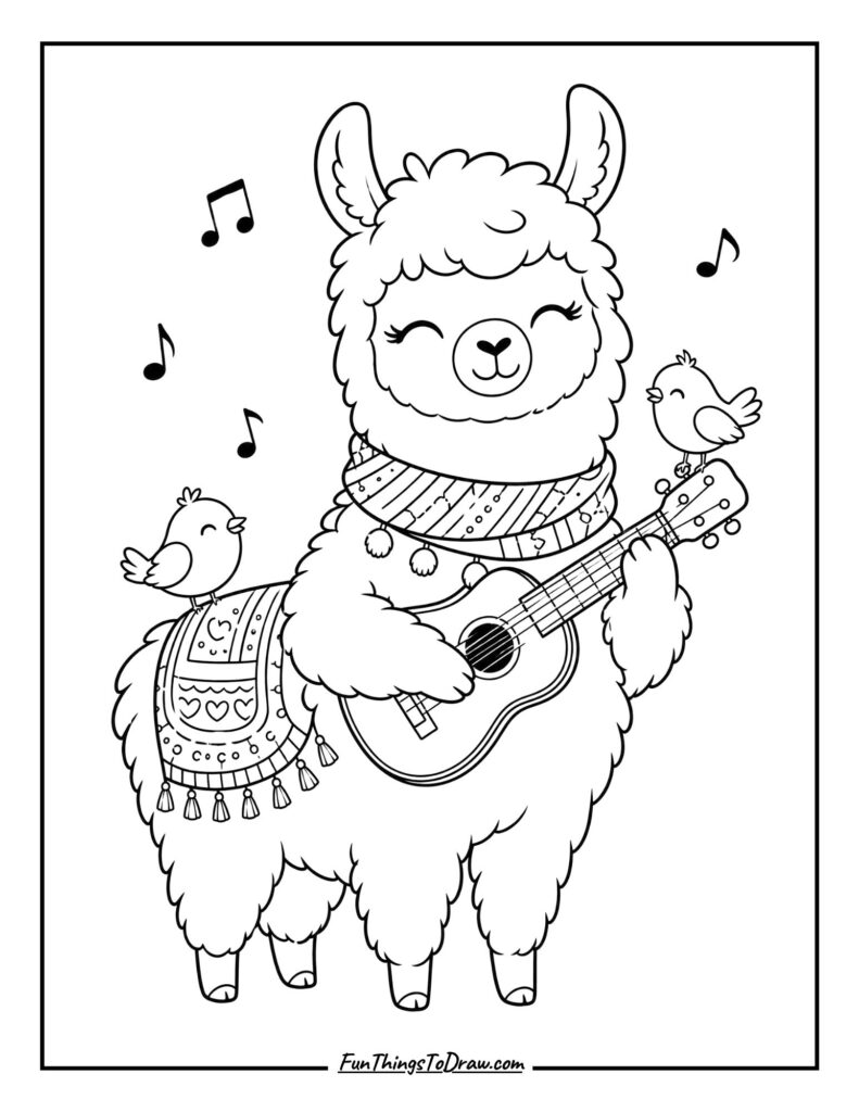Cute Llama Coloring Page
