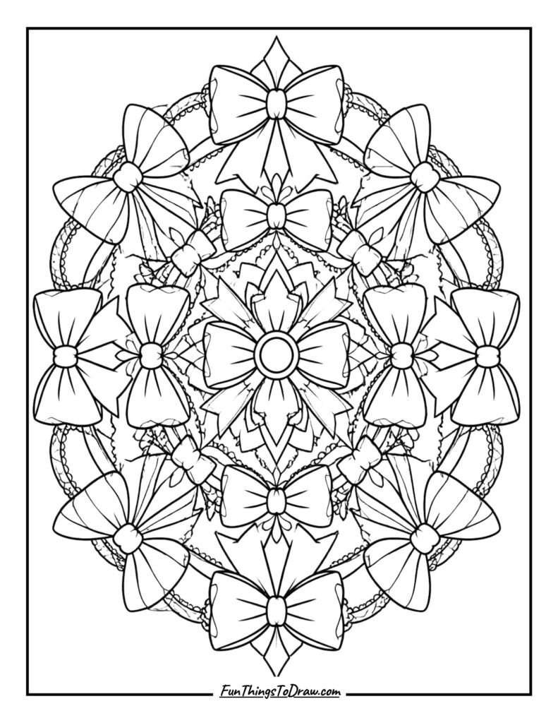 Layered Bow Mandala coloring page