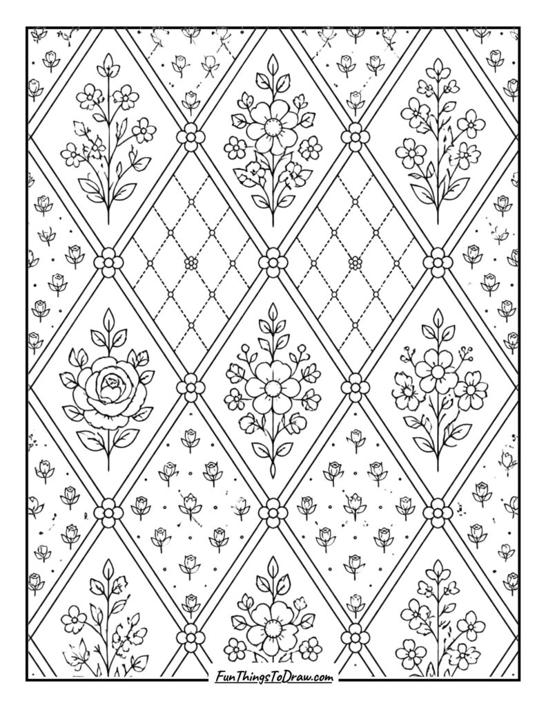 Sophisticated Argyle Pattern coloring page