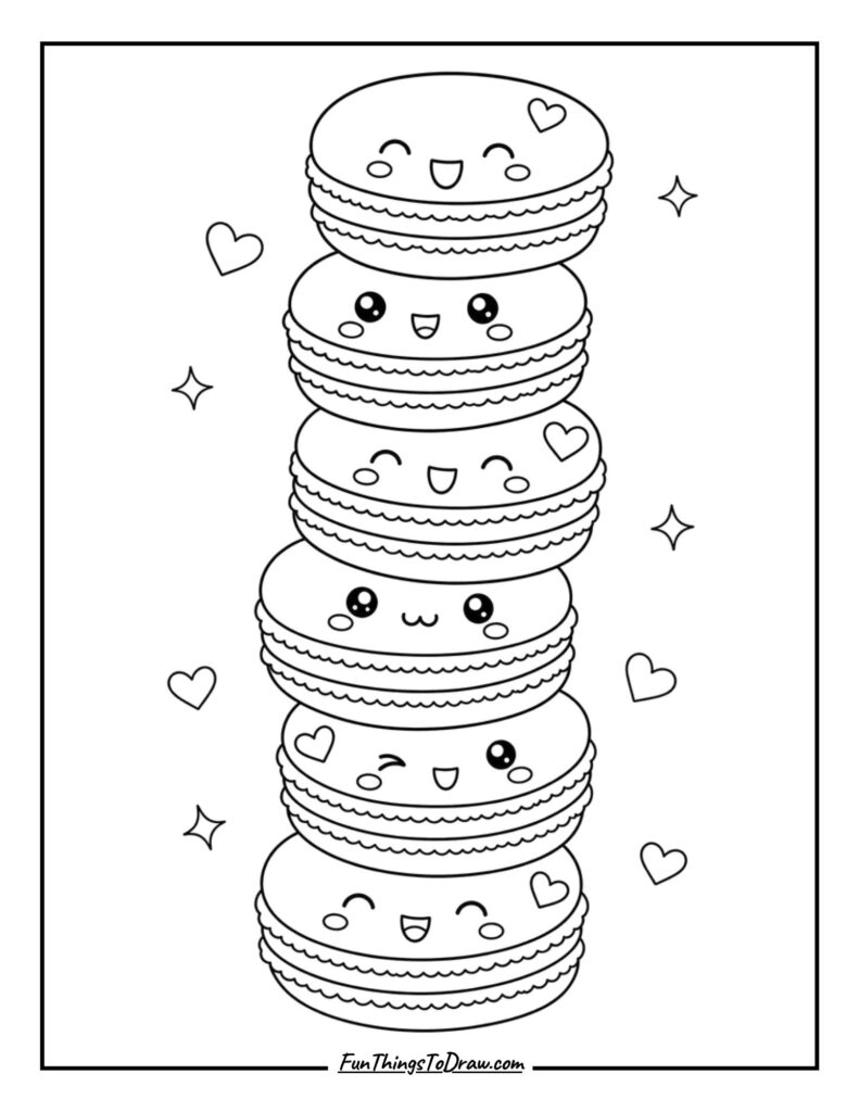 Sweet Macaron Tower Coloring Page