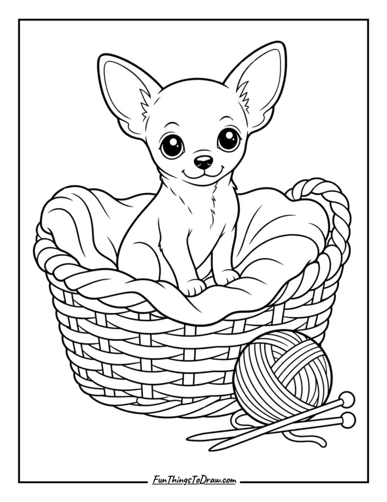 Chihuahua in a Knitted Basket