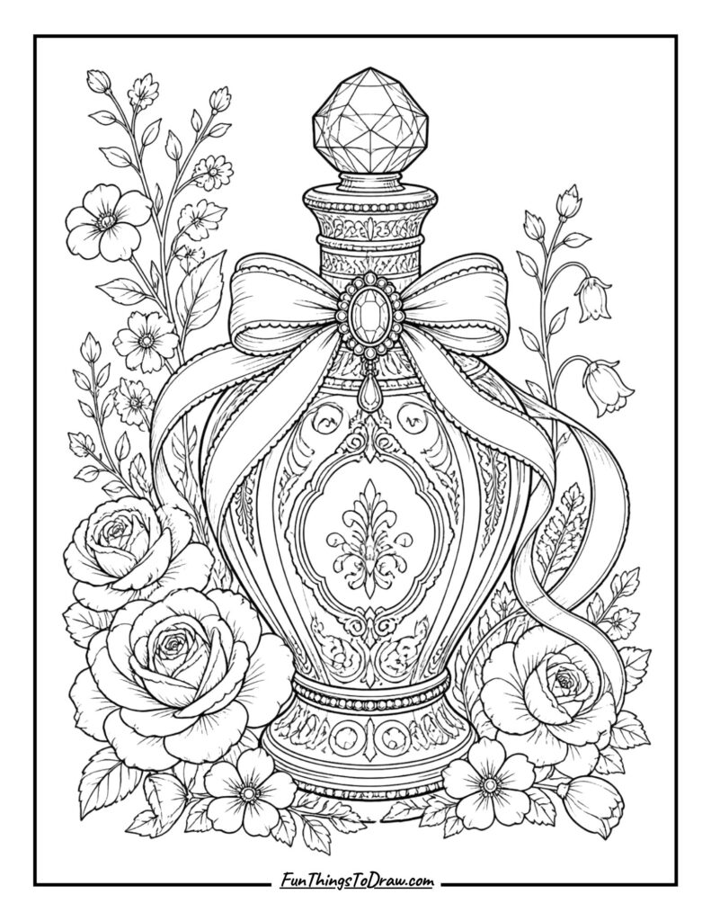 Ornate Perfume Bottle coloring page