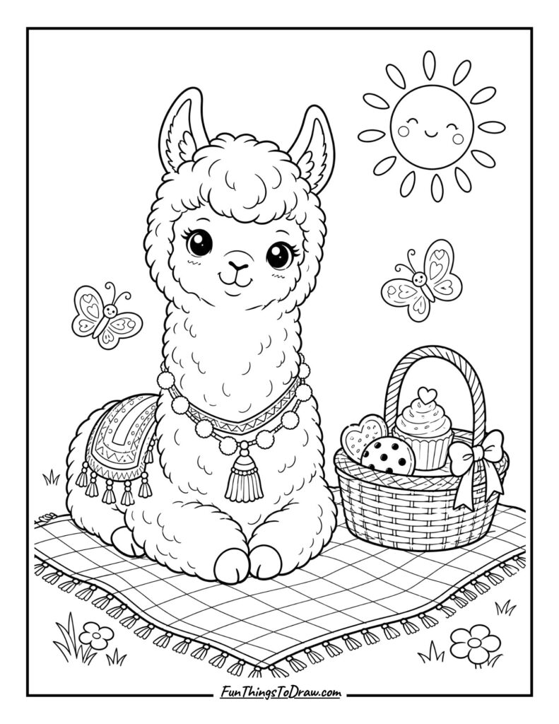 Llama with a Picnic Basket