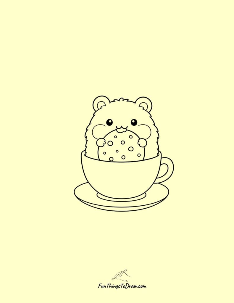 Cute Hamster in a Tea Cup Drawing