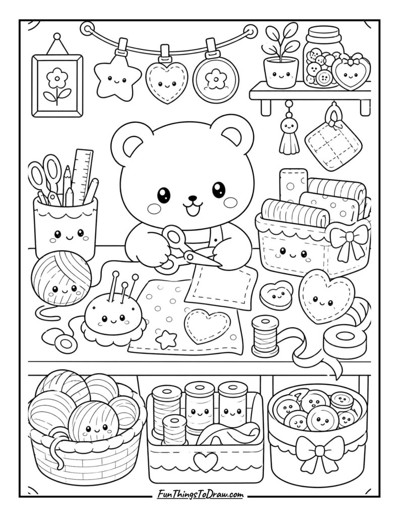 Kawaii-Craft-Room-Coloring-Page-for-Adults