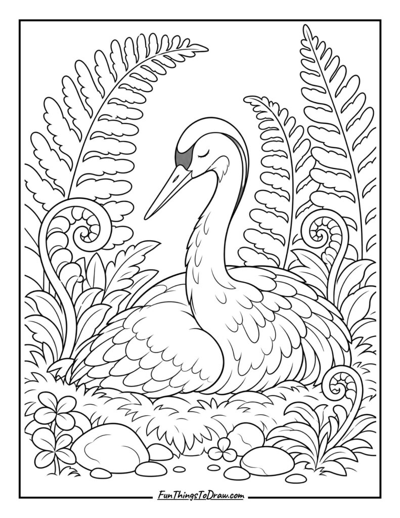 Cozy Fern Glen Coloring Page