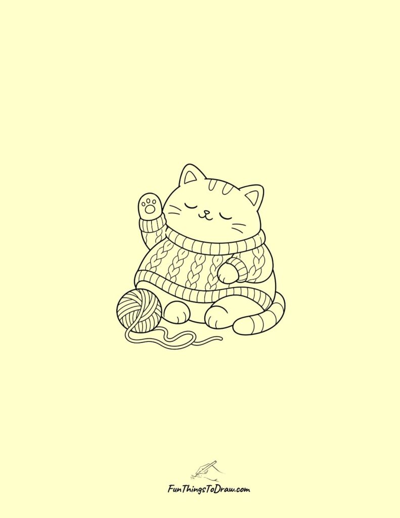 Cozy Cat with Knit Sweater drawing