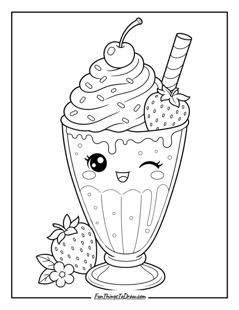 Sweet Strawberry Milkshake coloring page