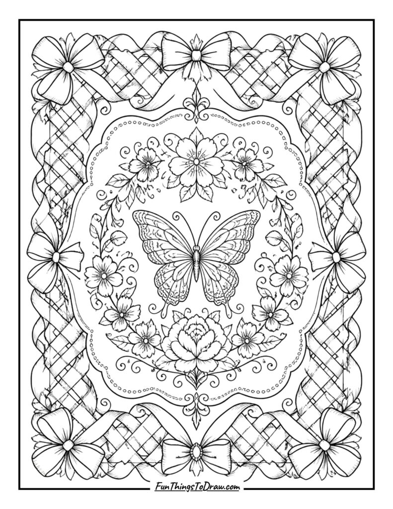 Lattice Bow Border coloring page