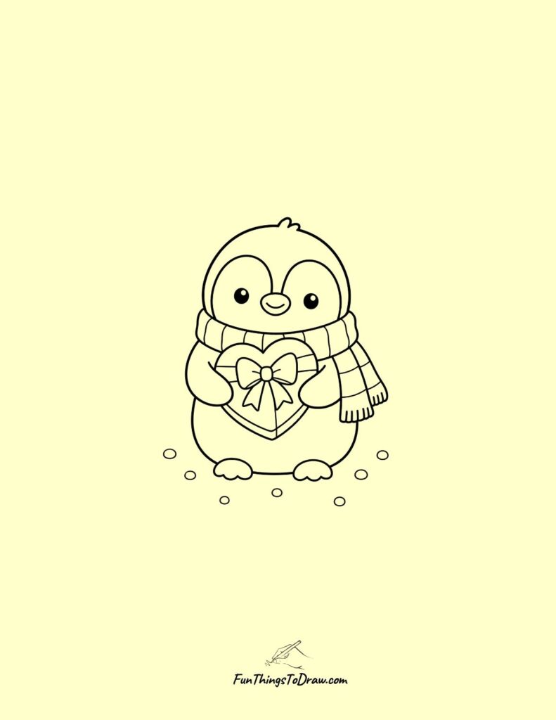 Cute Penguin With Knit Scarf Drawing