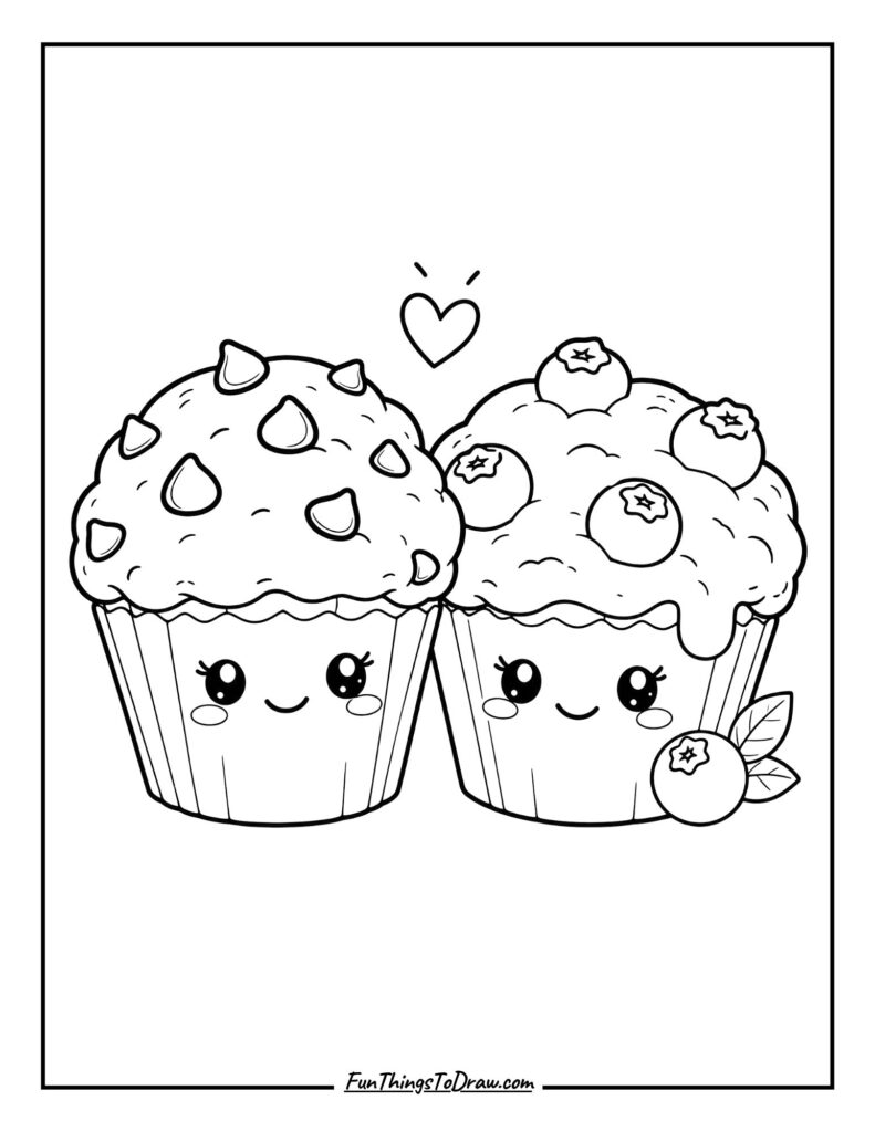 Smiling Muffin Duo Coloring page