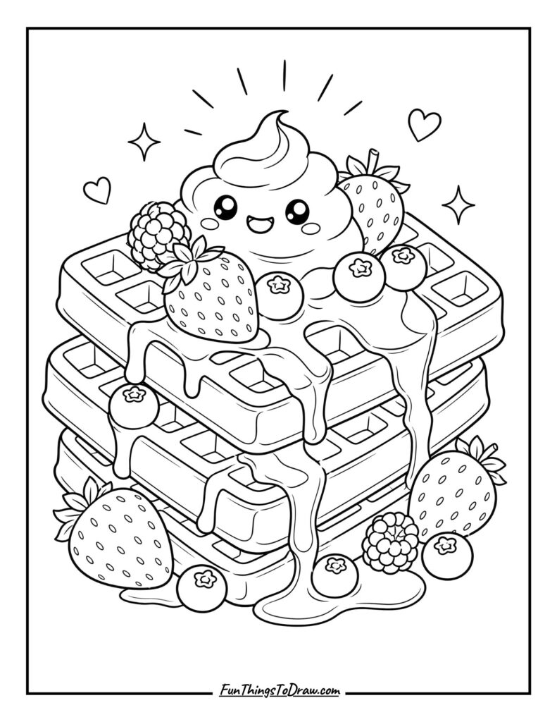 Cheerful Waffle Stack coloring page