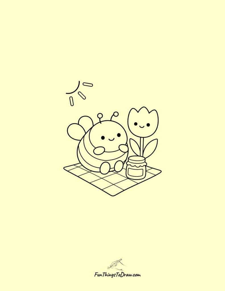Kawaii Honeybee and Flower Picnic